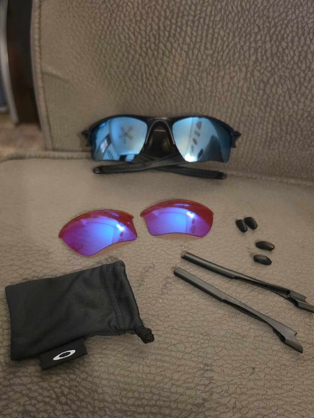 Oakley Half Jacket Sunglasses with Blue Mirror Lenses